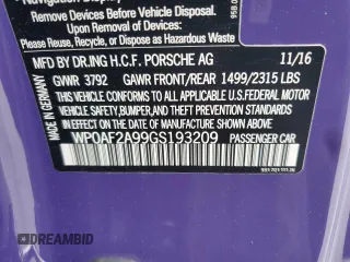 2016 Porsche 911 GT3 RS with VIN WP0AF2A99GS193209, listed as a Copart auction lot 51185225 with 8,083 mi miles and Salvage Title. Bid and sale history available at carsss.com. Image 14.