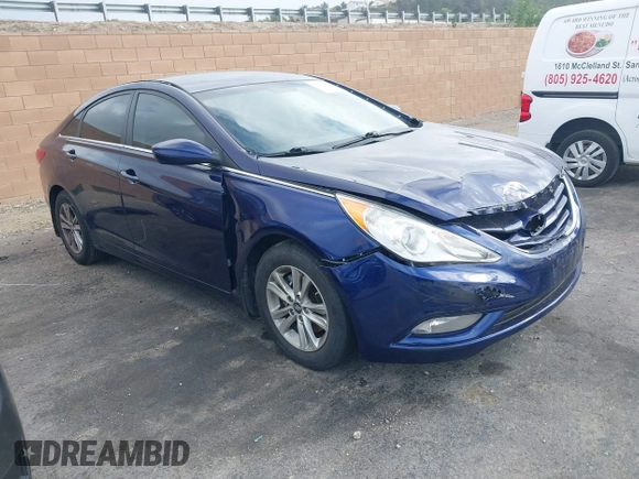 2013 Hyundai Sonata GLS with VIN 5NPEB4AC8DH598296, listed as a IAAI auction lot 41773200 with 184,071 mi miles and . Bid and sale history available at carsss.com. Image 1.