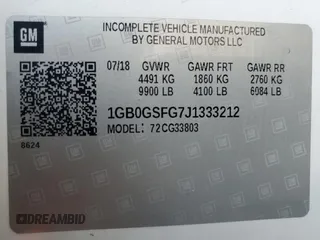 2018 Chevrolet Express Commercial with VIN 1GB0GSFG7J1333212, listed as a Copart auction lot 88714125 with 468,934 mi miles and Clean Title. Bid and sale history available at carsss.com. Image 13.