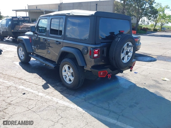 2018 Jeep Wrangler Unlimited Sport S with VIN 1C4HJXDG4JW149557, listed as a IAAI auction lot 42014833 with 54,472 mi miles. Bid and sale history available at carsss.com. Image 3.