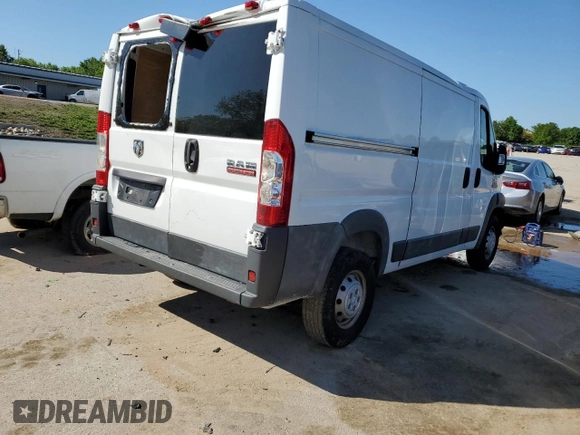 2018 Ram ProMaster Cargo with VIN 3C6TRVAGXJE105060, listed as a Copart auction lot 52821724 with 100,477 mi miles and Salvage Title. Bid and sale history available at DreamBid. Image 3.