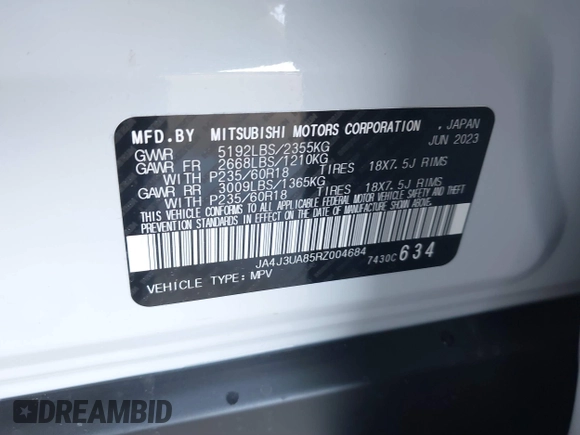 2024 Mitsubishi Outlander ES z VIN JA4J3UA85RZ004684, wystawiony jako IAAI lot #41289047 z przebiegiem 18 819 mil mil oraz . Historia ofert i sprzedaży dostępna na DreamBid. Obrazek 9.