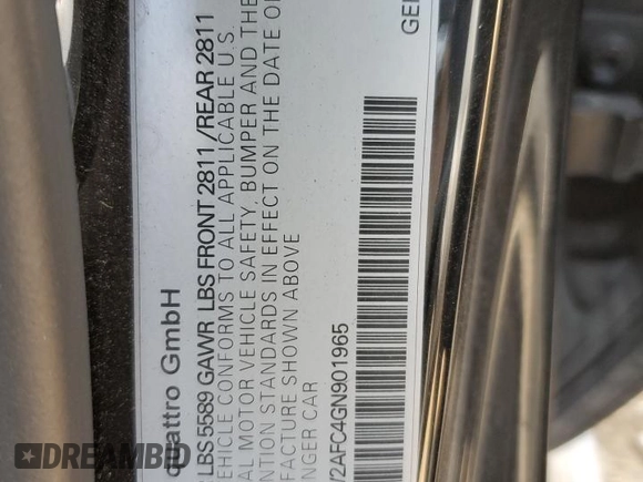 2016 Audi RS 7 Prestige z VIN WUAW2AFC4GN901965, wystawiony jako Copart lot #70838624 z przebiegiem Nie podano mil oraz Szkoda całkowita • Salvage title. Historia ofert i sprzedaży dostępna na DreamBid. Obrazek 12.