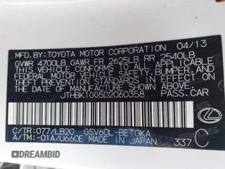 2013 Lexus ES 250 с VIN JTHBK1GG5D2060358, выставлен на аукционе IAAI как лот 42337727 с пробегом 140 768 миль миль и . История ставок и продаж доступна на DreamBid. Изображение 9.