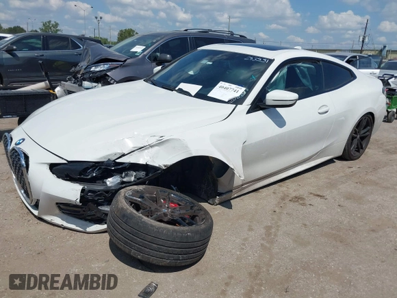 2022 BMW 4 Series 430i with VIN WBA53AP04NCJ83883, listed as a IAAI auction lot 40407741 with Not Provided miles and . Bid and sale history available at carsss.com. Image 17.