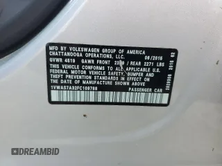 2015 Volkswagen Passat Limited Edition with VIN 1VWAS7A32FC109788, listed as a Copart auction lot 59174315 with 123,013 mi miles and Salvage title. Bid and sale history available at DreamBid. Image 13.