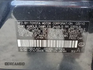 2010 Lexus ES 330 with VIN JTHBK1EG5A2382660, listed as a Copart auction lot 53743355 with 193,468 mi miles and Salvage Title. Bid and sale history available at DreamBid. Image 13.