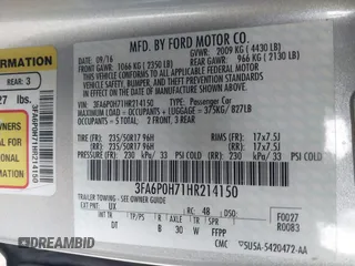 2017 Ford Fusion SE with VIN 3FA6P0H71HR214150, listed as a IAAI auction lot 41533148 with 125,654 mi miles. Bid and sale history available at carsss.com. Image 9.
