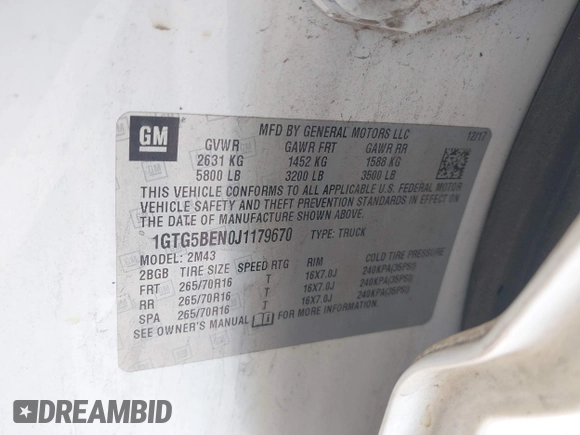 2018 GMC Canyon 2WD with VIN 1GTG5BEN0J1179670, listed as a IAAI auction lot 41329933 with 174,961 mi miles. Bid and sale history available at carsss.com. Image 9.