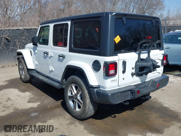 2020 Jeep Wrangler Unlimited Sahara with VIN 1C4HJXEN7LW180589, listed as a IAAI auction lot 41784143 with 58,955 mi miles. Bid and sale history available at carsss.com. Image 3.