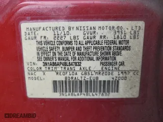 2011 Nissan Sentra 2.0 SR with VIN 3N1AB6AP4BL647832, listed as a Copart auction lot 49345905 with 133,771 mi miles and Salvage Title. Bid and sale history available at carsss.com. Image 12.
