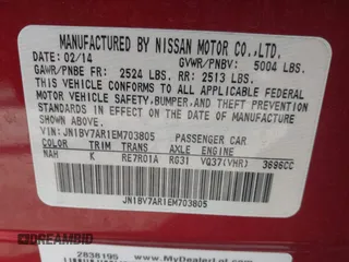 2014 Infiniti Q50 Premium with VIN JN1BV7AR1EM703805, listed as a IAAI auction lot 41657639 with 68,882 mi miles. Bid and sale history available at carsss.com. Image 9.