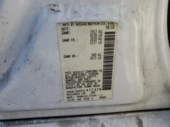 2018 Nissan Altima 2.5 SV with VIN 1N4AL3AP0JC477378, listed as a Copart auction lot 71308354 with 177,821 mi miles and Salvage Title. Bid and sale history available at carsss.com. Image 14.
