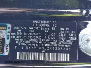 2024 Kia Telluride EX X-Line z VIN 5XYP3DGC2RG508331, wystawiony jako IAAI lot #41652841 z przebiegiem 7213 mil mil oraz . Historia ofert i sprzedaży dostępna na DreamBid. Obrazek 9.
