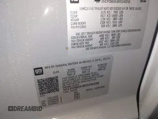 2024 Chevrolet Silverado 1500 Custom with VIN 3GCPDBEK4RG246258, listed as a IAAI auction lot 40882553 with Not Provided miles and . Bid and sale history available at DreamBid. Image 9.