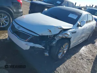2014 Kia Optima SXL Turbo with VIN 5XXGR4A61EG343260, listed as a IAAI auction lot 41418449 with 133,555 mi miles and . Bid and sale history available at DreamBid. Image 2.