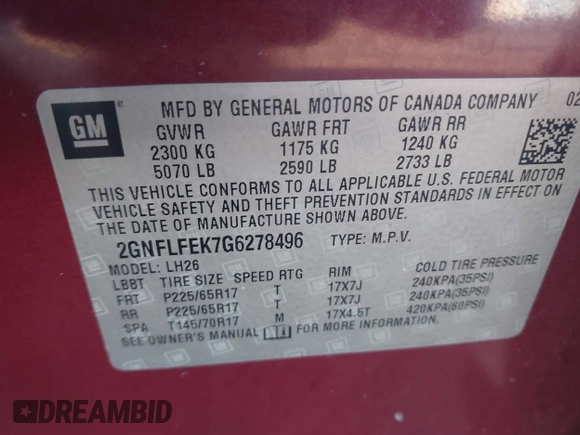 2016 Chevrolet Equinox LT with VIN 2GNFLFEK7G6278496, listed as a IAAI auction lot 41154915 with 105,612 mi miles. Bid and sale history available at carsss.com. Image 9.