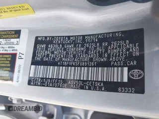2015 Toyota Camry XLE z VIN 4T1BF1FK5FU891261, wystawiony jako IAAI lot #41262797 z przebiegiem 149 271 mil mil oraz . Historia ofert i sprzedaży dostępna na DreamBid. Obrazek 9.
