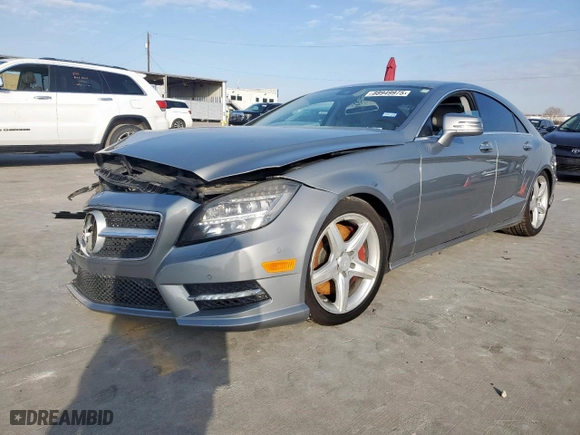 2014 Mercedes-Benz CLS-Class CLS 550 with VIN WDDLJ9BB9EA100098, listed as a Copart auction lot 88949975 with 89,764 mi miles and Salvage Title. Bid and sale history available at carsss.com. Image 1.