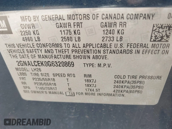 2016 Chevrolet Equinox LT z VIN 2GNALCEK0G6320869, wystawiony jako IAAI lot #42442280 z przebiegiem 112 548 mil mil oraz . Historia ofert i sprzedaży dostępna na DreamBid. Obrazek 9.