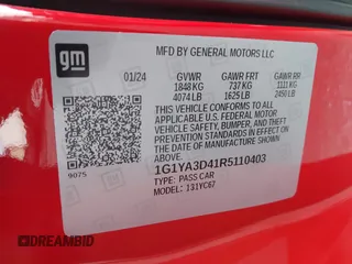 2024 Chevrolet Corvette 1LT z VIN 1G1YA3D41R5110403, wystawiony jako IAAI lot #42220123 z przebiegiem 19 839 mil mil oraz . Historia ofert i sprzedaży dostępna na DreamBid. Obrazek 9.