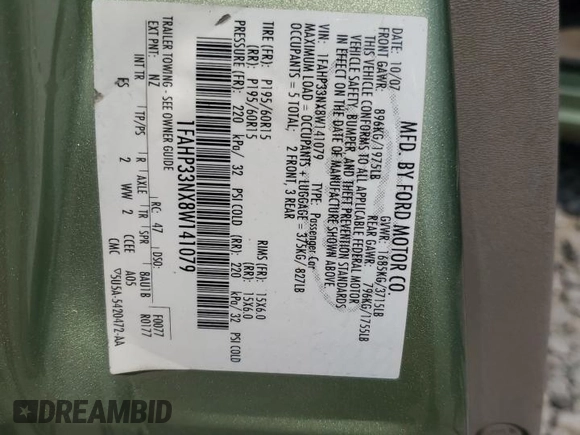 2008 Ford Focus SE z VIN 1FAHP33NX8W141079, wystawiony jako Copart lot #59759325 z przebiegiem 71 522 mil mil oraz Szkoda całkowita • Salvage title. Historia ofert i sprzedaży dostępna na DreamBid. Obrazek 12.