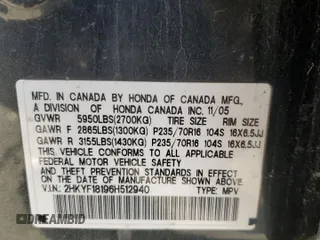 2006 Honda Pilot LX with VIN 2HKYF18196H512940, listed as a Copart auction lot 50449065 with 0 mi miles and Salvage Title. Bid and sale history available at carsss.com. Image 14.