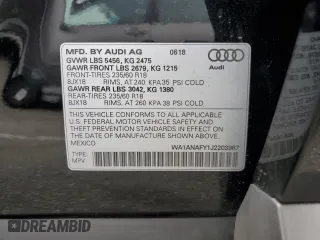 2018 Audi Q5 Premium with VIN WA1ANAFY1J2203987, listed as a Copart auction lot 50774035 with 57,424 mi miles and Salvage Title. Bid and sale history available at carsss.com. Image 13.