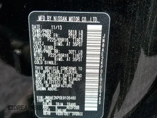 2014 Nissan Quest SV z VIN JN8AE2KP0E9105480, wystawiony jako Copart lot #55634095 z przebiegiem 122 369 mil mil oraz Szkoda całkowita • Salvage title. Historia ofert i sprzedaży dostępna na DreamBid. Obrazek 13.