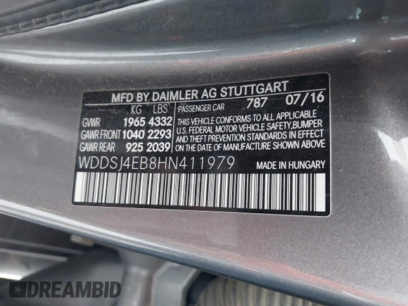2017 Mercedes-Benz CLA 250 with VIN WDDSJ4EB8HN411979, listed as a IAAI auction lot 41804553 with 136,498 mi miles and . Bid and sale history available at DreamBid. Image 9.