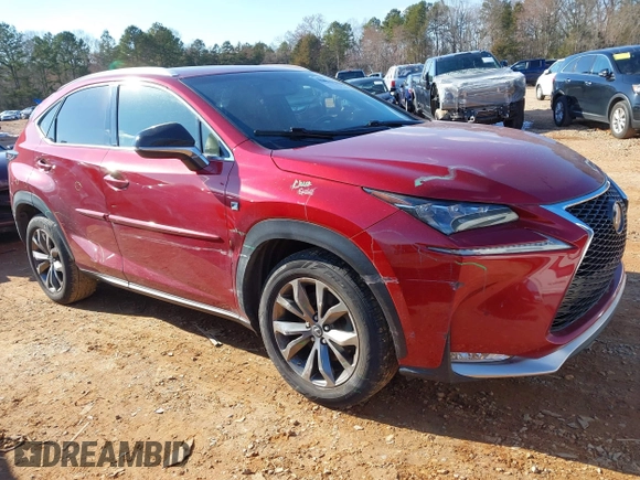 2015 Lexus NX 200t with VIN JTJYARBZ8F2013542, listed as a IAAI auction lot 41634471 with 106,026 mi miles. Bid and sale history available at carsss.com. Image 1.