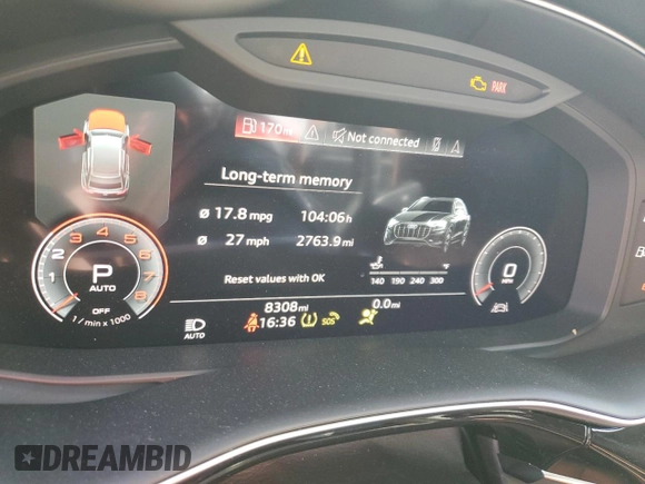 2023 Audi Q8 Premium with VIN WA1AVBF1XPD020187, listed as a Copart auction lot 75623334 with 8,308 mi miles and Salvage title. Bid and sale history available at DreamBid. Image 9.