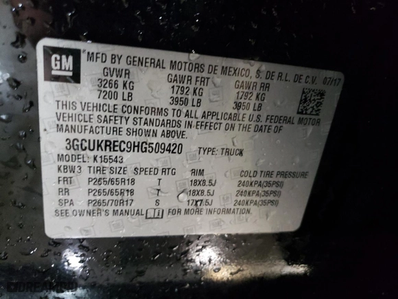 2017 Chevrolet Silverado 1500 LT with VIN 3GCUKREC9HG509420, listed as a Copart auction lot 45240715 with 150,927 mi miles and Salvage Title. Bid and sale history available at carsss.com. Image 13.