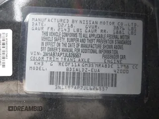 2018 Nissan Sentra SV with VIN 3N1AB7AP7JL626557, listed as a IAAI auction lot 41550090 with 104,066 mi miles and . Bid and sale history available at DreamBid. Image 9.