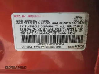 2011 Mitsubishi Lancer GTS with VIN JA32U8FWXBU006034, listed as a Copart auction lot 76993234 with 182,889 mi miles and Salvage Title. Bid and sale history available at carsss.com. Image 14.