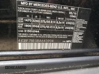 2011 Mercedes-Benz GL-Class GL 450 with VIN 4JGBF7BE0BA643904, listed as a Copart auction lot 62834622 with 0 mi miles and Salvage Title. Bid and sale history available at carsss.com. Image 10.