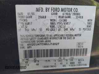 2008 Mercury Mountaineer z VIN 4M2EU47E68UJ12027, wystawiony jako IAAI lot #42302605 z przebiegiem 165 307 mil mil oraz . Historia ofert i sprzedaży dostępna na DreamBid. Obrazek 9.