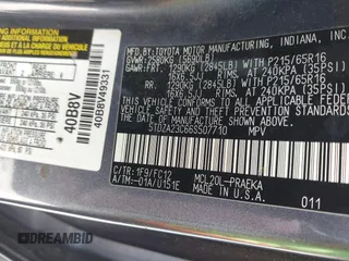 2006 Toyota Sienna CE with VIN 5TDZA23C66S507710, listed as a IAAI auction lot 42080237 with 227,023 mi miles. Bid and sale history available at carsss.com. Image 9.