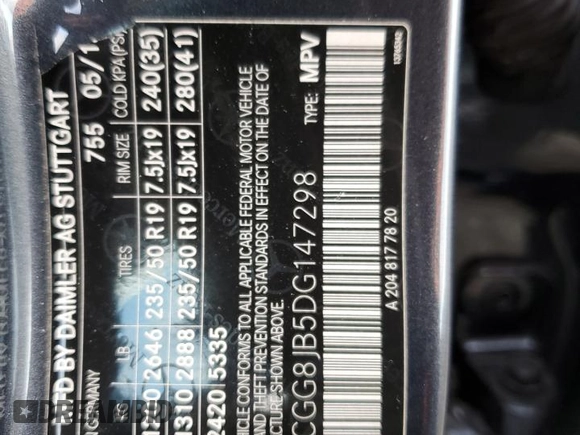 2013 Mercedes-Benz GLK 350 with VIN WDCGG8JB5DG147298, listed as a Copart auction lot 75923374 with 92,446 mi miles and Salvage Title. Bid and sale history available at DreamBid. Image 13.