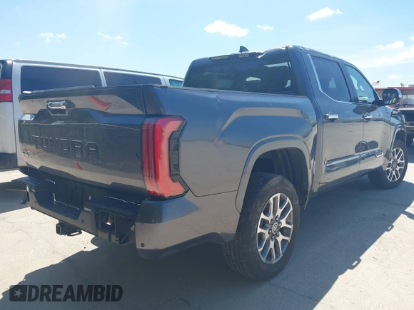 2024 Toyota Tundra 1794 Edition with VIN 5TFMA5DBXRX142402, listed as a IAAI auction lot 42619668 with 17,523 mi miles and . Bid and sale history available at DreamBid. Image 4.