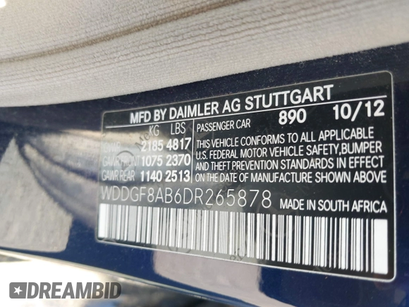 2013 Mercedes-Benz C 300 Sport z VIN WDDGF8AB6DR265878, wystawiony jako IAAI lot #42305750 z przebiegiem 138 585 mil mil oraz . Historia ofert i sprzedaży dostępna na DreamBid. Obrazek 9.