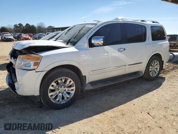 2015 Nissan Armada Platinum z VIN 5N1BA0NF1FN603453, wystawiony jako Copart lot #46428755 z przebiegiem Nie podano mil oraz Szkoda całkowita • Salvage title. Historia ofert i sprzedaży dostępna na DreamBid. Obrazek 1.