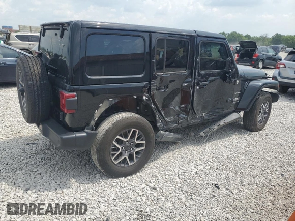 2024 Jeep Wrangler Sahara with VIN 1C4PJXEG0RW335831, listed as a Copart auction lot 61973055 with 15,785 mi miles and Salvage title. Bid and sale history available at DreamBid. Image 3.