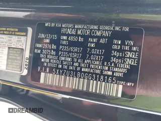 2016 Hyundai Santa Fe z VIN 5XYZU3LB0GG318165, wystawiony jako IAAI lot #42158474 z przebiegiem 74 420 mil mil oraz . Historia ofert i sprzedaży dostępna na DreamBid. Obrazek 9.