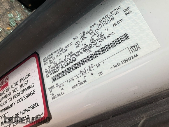 2020 Ford Transit Cargo with VIN 1FTBR1Y85LKB76565, listed as a IAAI auction lot 42294606 with 141,999 mi miles and . Bid and sale history available at DreamBid. Image 6.