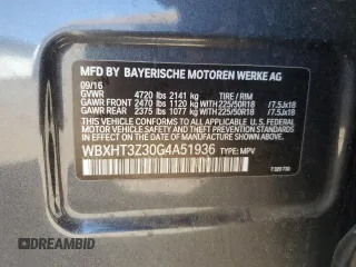 2016 BMW X1 xDrive28i with VIN WBXHT3Z30G4A51936, listed as a Copart auction lot 53752795 with 104,221 mi miles and Salvage Title. Bid and sale history available at carsss.com. Image 13.