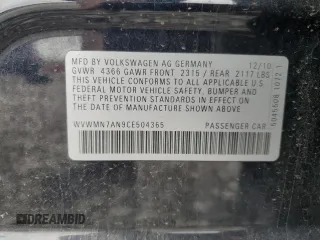 2012 Volkswagen CC Sport z VIN WVWMN7AN9CE504365, wystawiony jako Copart lot #55343235 z przebiegiem 138 320 mil mil oraz Szkoda całkowita • Salvage title. Historia ofert i sprzedaży dostępna na DreamBid. Obrazek 12.