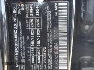 2013 Mercedes-Benz M 350 with VIN 4JGDA5JB3DA110807, listed as a Copart auction lot 52028835 with 138,256 mi miles and Salvage Title. Bid and sale history available at DreamBid. Image 14.