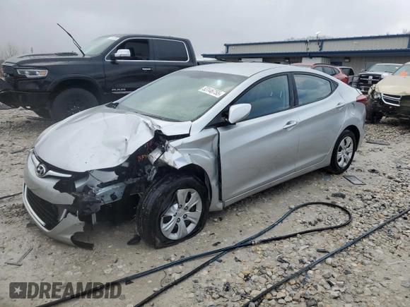 2016 Hyundai Elantra SE with VIN 5NPDH4AE7GH703619, listed as a Copart auction lot 53146755 with Not provided miles and Salvage title. Bid and sale history available at DreamBid. Image 1.