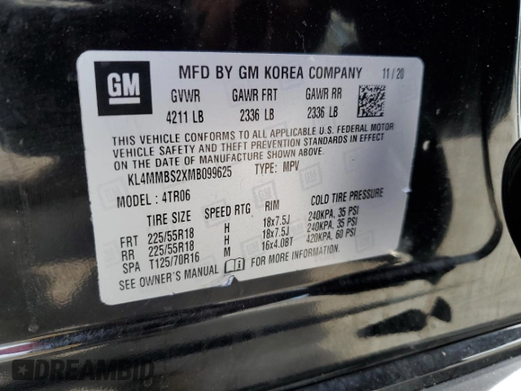 2021 Buick Encore GX Preferred with VIN KL4MMBS2XMB099625, listed as a Copart auction lot 64941115 with 82,928 mi miles and Non repairable. Bid and sale history available at DreamBid. Image 13.